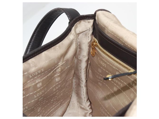 LOEWE Shoulder Bag Leather Dark Brown Gold Tone - vista 21