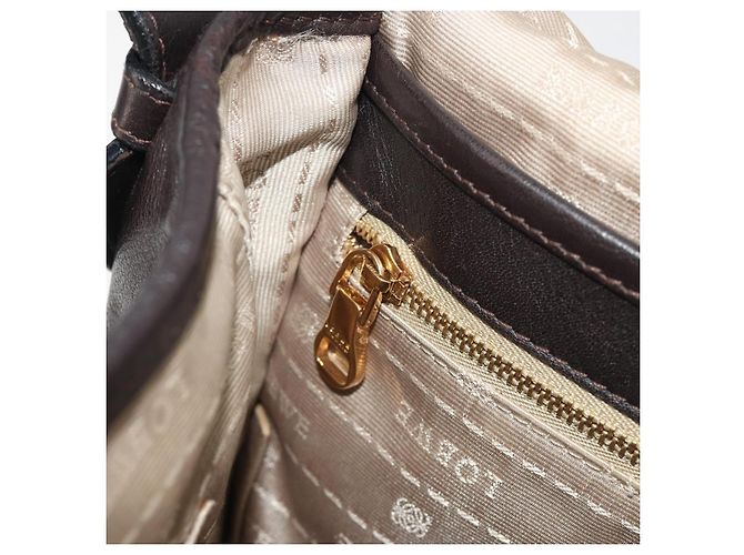 LOEWE Shoulder Bag Leather Dark Brown Gold Tone - vista 22