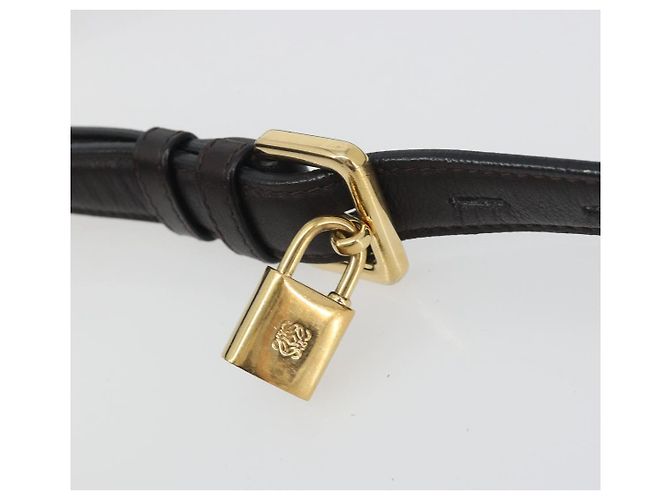 LOEWE Shoulder Bag Leather Dark Brown Gold Tone - vista 8