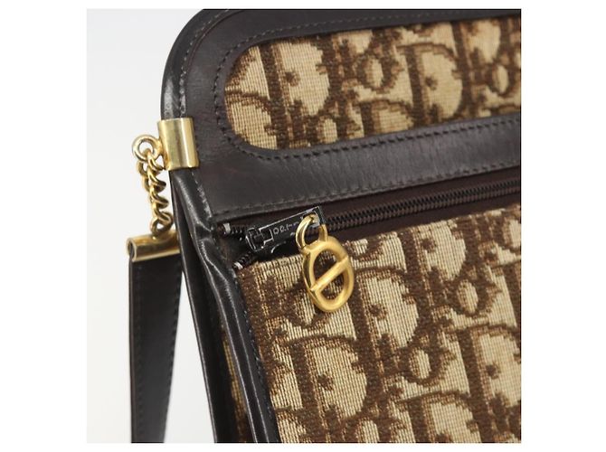 Christian Dior Trotter Canvas Shoulder Bag Beige Gold - vista 14