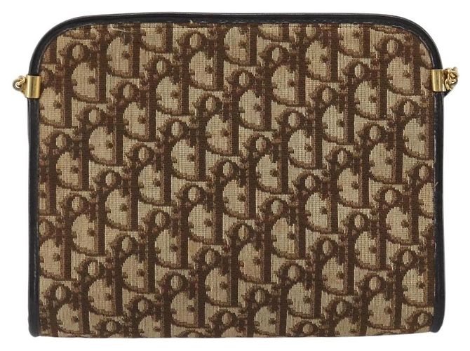 Christian Dior Trotter Canvas Shoulder Bag Beige Gold - vista 3