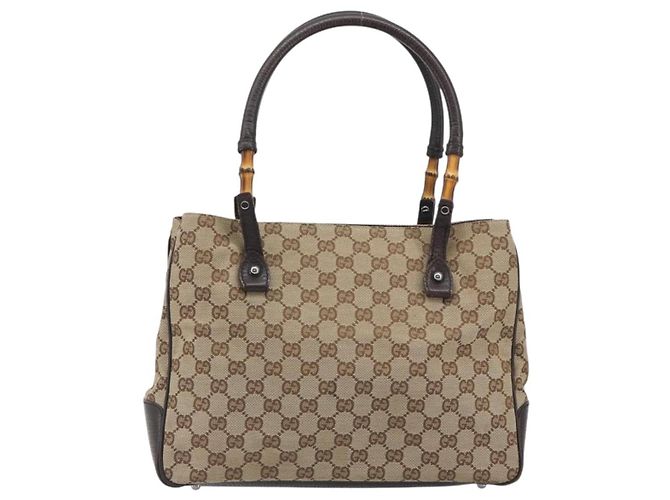 GUCCI GG Canvas Bamboo Hand Bag Beige Silver 112526 - vista 13