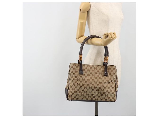 GUCCI GG Canvas Bamboo Hand Bag Beige Silver 112526 - vista 24