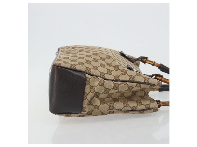 GUCCI GG Canvas Bamboo Hand Bag Beige Silver 112526 - vista 3