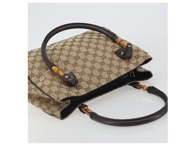 GUCCI GG Canvas Bamboo Hand Bag Beige Silver 112526 - vista 6