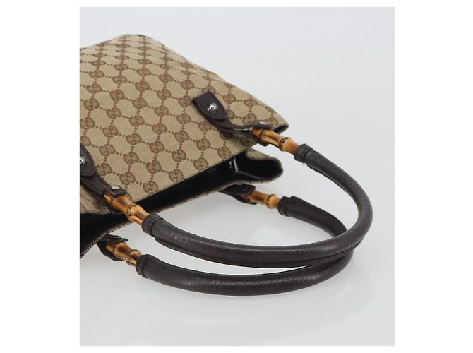 GUCCI GG Canvas Bamboo Hand Bag Beige Silver 112526 - vista 7
