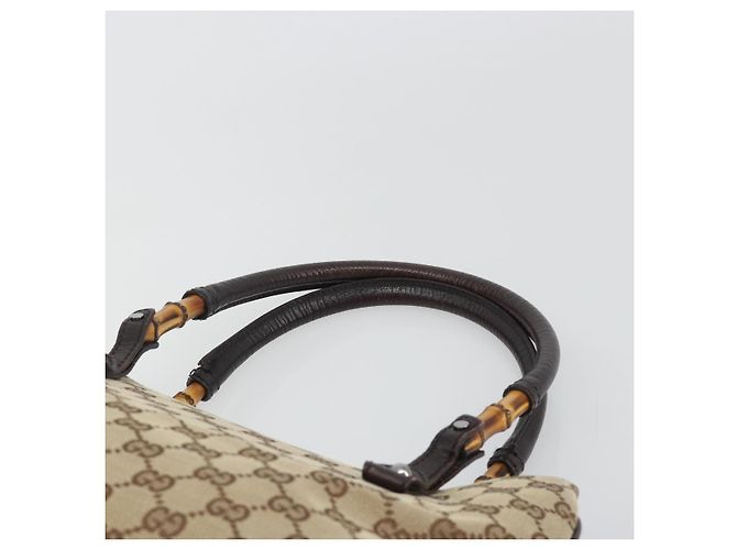 GUCCI GG Canvas Bamboo Hand Bag Beige Silver 112526 - vista 8