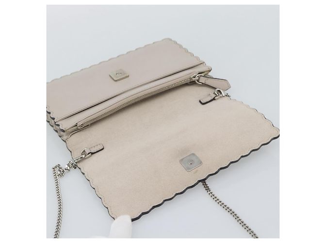 FENDI Chain Shoulder Wallet Leather Pink Silver 8M0346 - vista 15