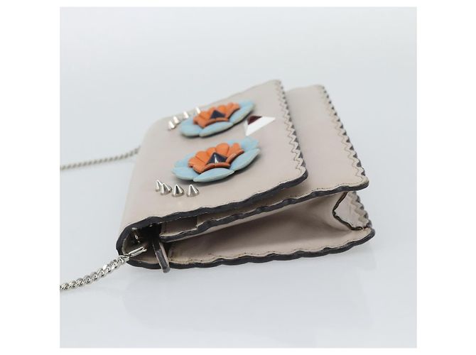 FENDI Chain Shoulder Wallet Leather Pink Silver 8M0346 - vista 4