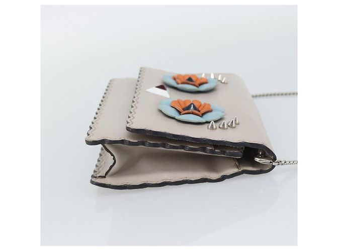 FENDI Chain Shoulder Wallet Leather Pink Silver 8M0346 - vista 5
