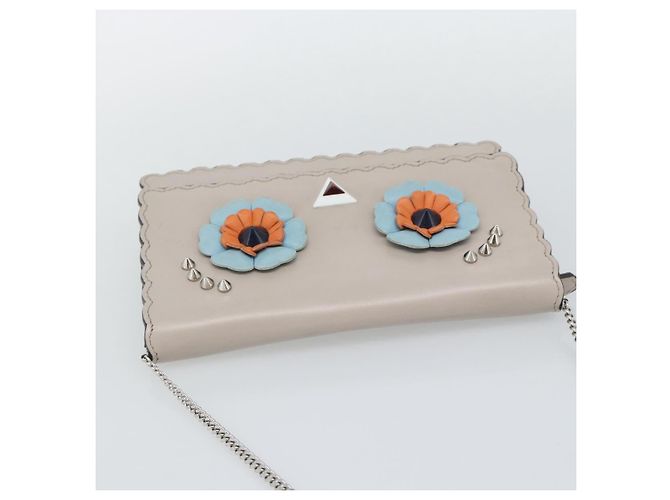 FENDI Chain Shoulder Wallet Leather Pink Silver 8M0346 - vista 6