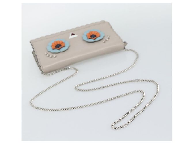 FENDI Chain Shoulder Wallet Leather Pink Silver 8M0346 - vista 7