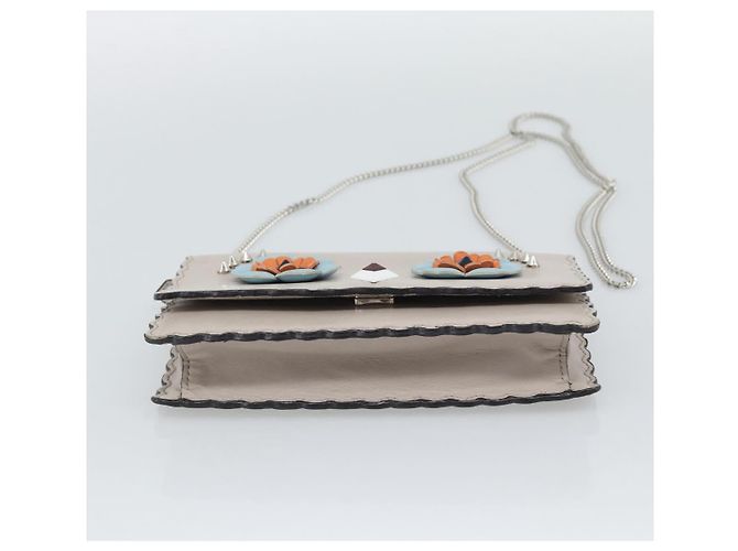 FENDI Chain Shoulder Wallet Leather Pink Silver 8M0346 - vista 9