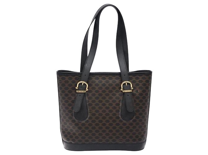 Céline CELINE Macadam Canvas Tote Bag PVC Leather Black Gold - vista 13