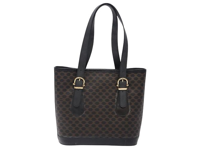 Céline CELINE Macadam Canvas Tote Bag PVC Leather Black Gold - vista 2
