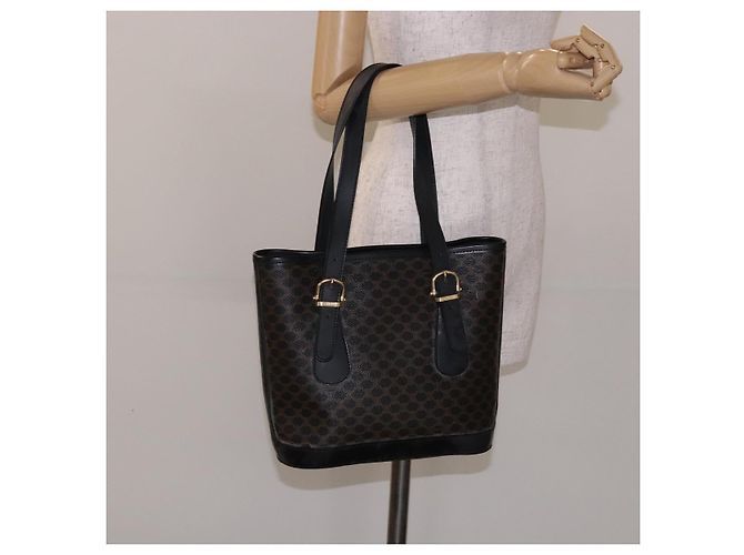 Céline CELINE Macadam Canvas Tote Bag PVC Leather Black Gold - vista 22