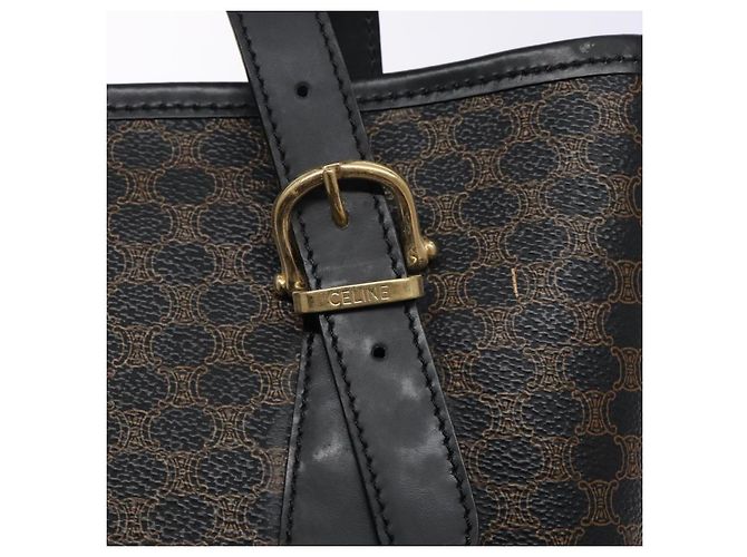Céline CELINE Macadam Canvas Tote Bag PVC Leather Black Gold - vista 9