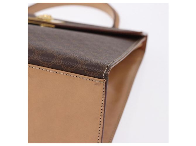 Céline CELINE Macadam Canvas Hand Bag PVC Leather Brown Gold - vista 11