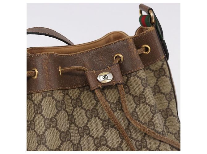 GUCCI GG Supreme Web Sherry Line Bag PVC Beige Gold 41 02 034 - vista 15
