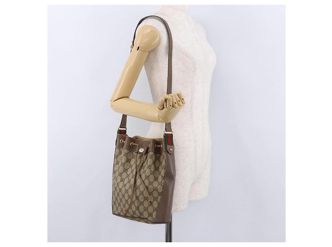 GUCCI GG Supreme Web Sherry Line Bag PVC Beige Gold 41 02 034 - vista 22