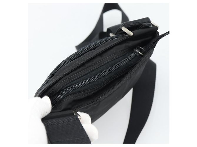 PRADA Shoulder Bag Nylon Black Silver - vista 6