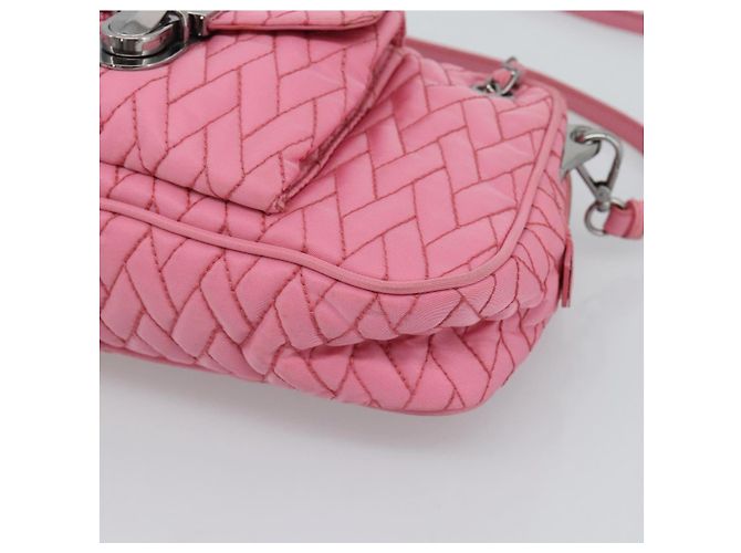 PRADA Sac à main à chaîne Nylon 2way Rose Argent - vue 12