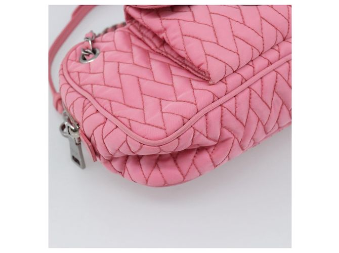 PRADA Sac à main à chaîne Nylon 2way Rose Argent - vue 13