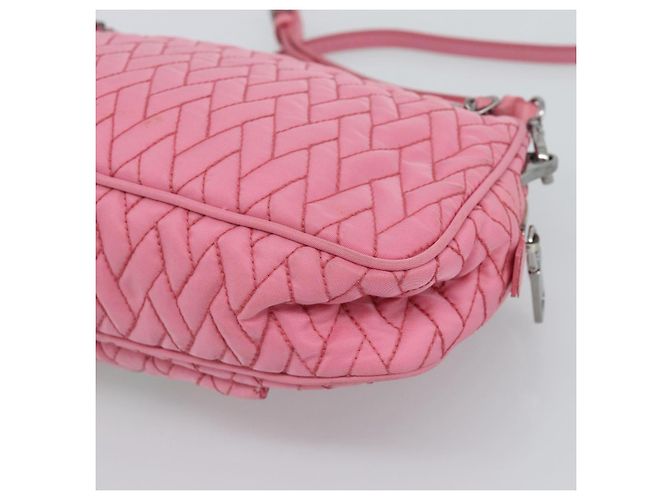 PRADA Sac à main à chaîne Nylon 2way Rose Argent - vue 14