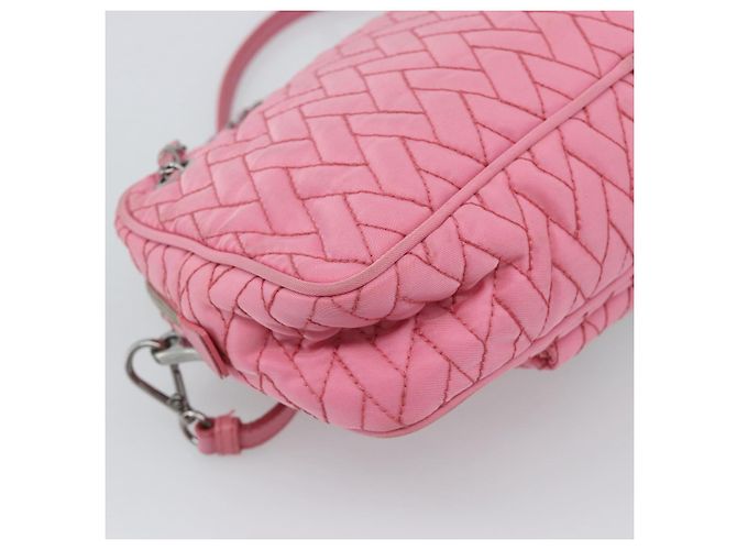 PRADA Sac à main à chaîne Nylon 2way Rose Argent - vue 15