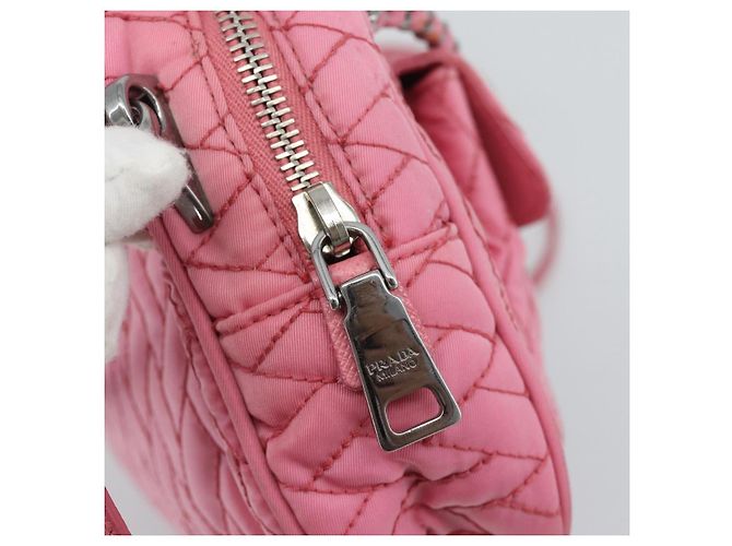 PRADA Sac à main à chaîne Nylon 2way Rose Argent - vue 18