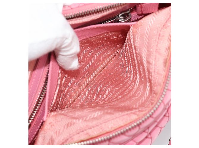 PRADA Sac à main à chaîne Nylon 2way Rose Argent - vue 25