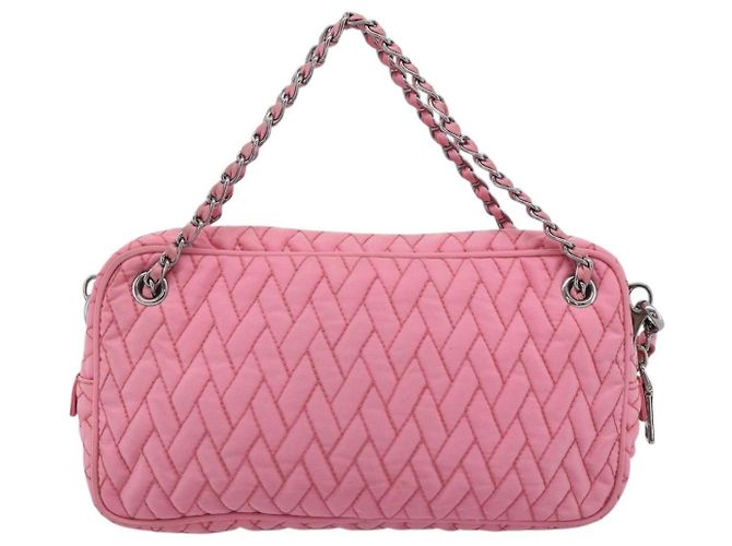 PRADA Sac à main à chaîne Nylon 2way Rose Argent - vue 3