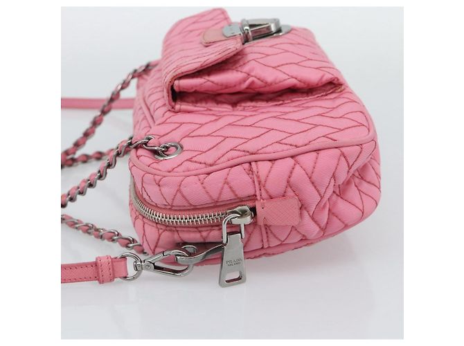 PRADA Sac à main à chaîne Nylon 2way Rose Argent - vue 4