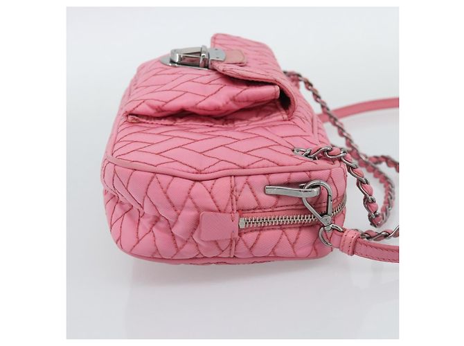 PRADA Sac à main à chaîne Nylon 2way Rose Argent - vue 5