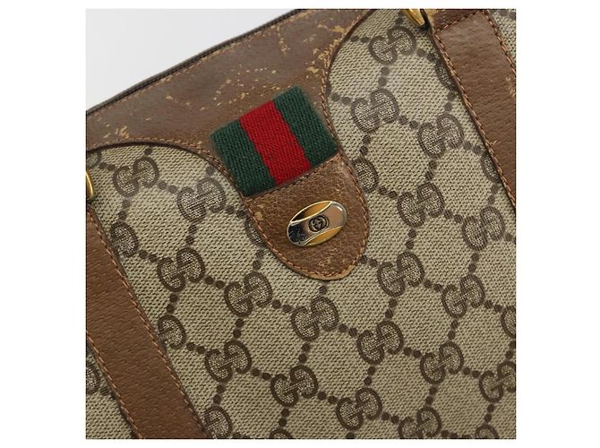GUCCI GG Supreme Web Sherry Line Hand Bag PVC Beige Gold 98 02 007 - vista 16
