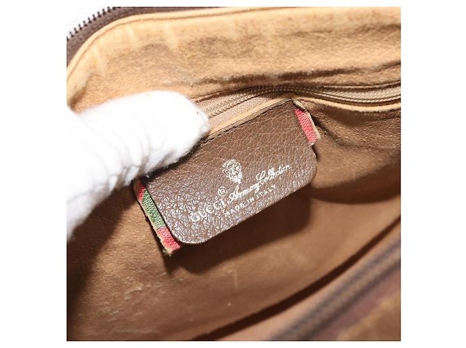 GUCCI GG Supreme Web Sherry Line Hand Bag PVC Beige Gold 98 02 007 - vista 18
