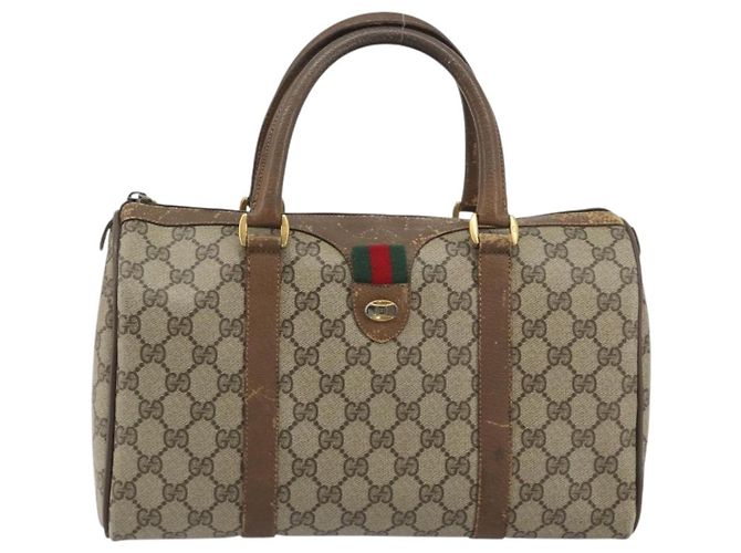GUCCI GG Supreme Web Sherry Line Hand Bag PVC Beige Gold 98 02 007 - vista 2