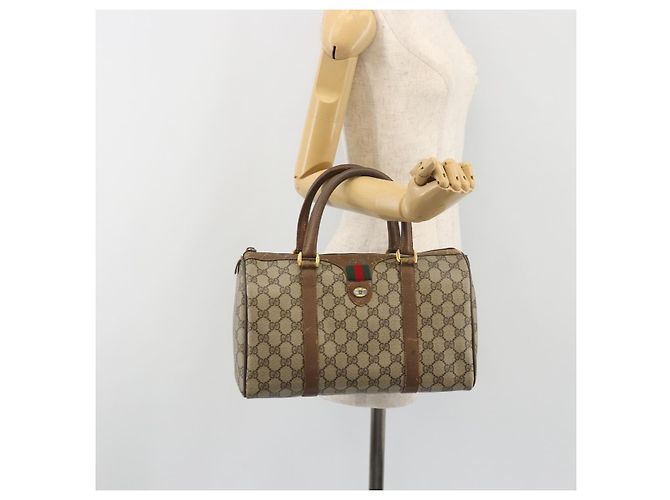 GUCCI GG Supreme Web Sherry Line Hand Bag PVC Beige Gold 98 02 007 - vista 25