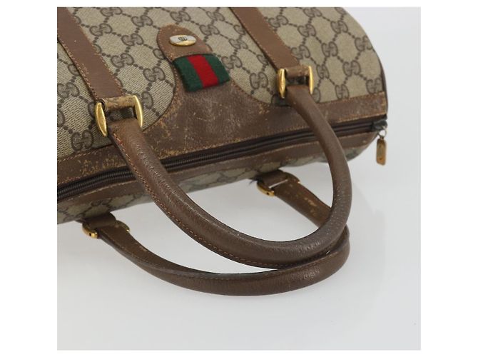 GUCCI GG Supreme Web Sherry Line Hand Bag PVC Beige Gold 98 02 007 - vista 7