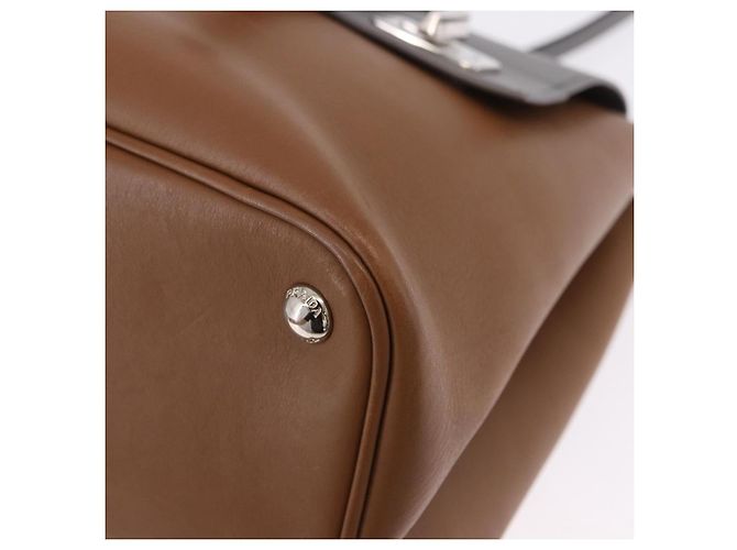 PRADA Hand Bag Leather 2way Brown Silver - vista 16