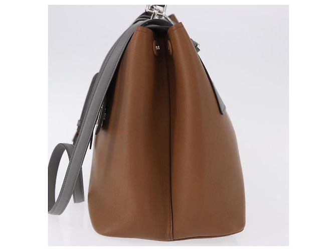 PRADA Hand Bag Leather 2way Brown Silver - vista 3
