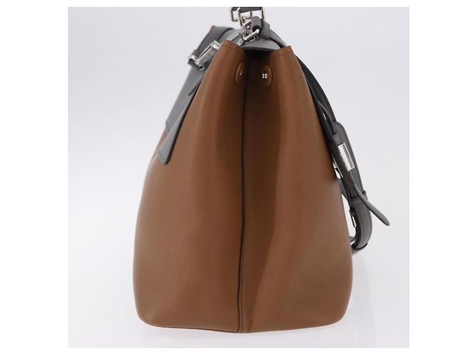 PRADA Hand Bag Leather 2way Brown Silver - vista 4