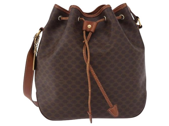 Céline CELINE Macadam Canvas Shoulder Bag PVC Leather Brown Gold - vista 2