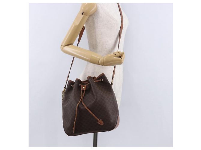 Céline CELINE Macadam Canvas Shoulder Bag PVC Leather Brown Gold - vista 23