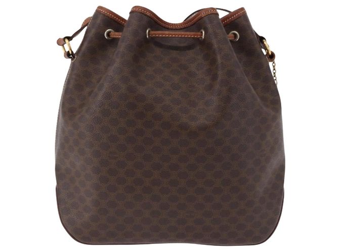 Céline CELINE Macadam Canvas Shoulder Bag PVC Leather Brown Gold - vista 3