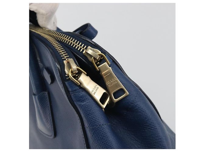 PRADA Handtasche Leder Blau Goldfarben - Ansicht 10