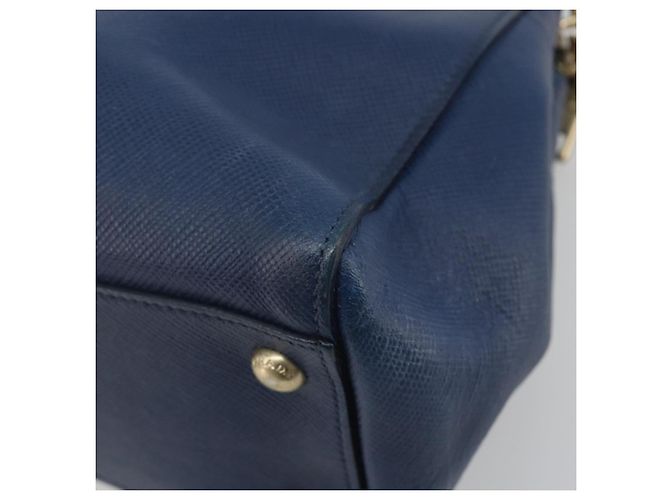 PRADA Handtasche Leder Blau Goldfarben - Ansicht 15