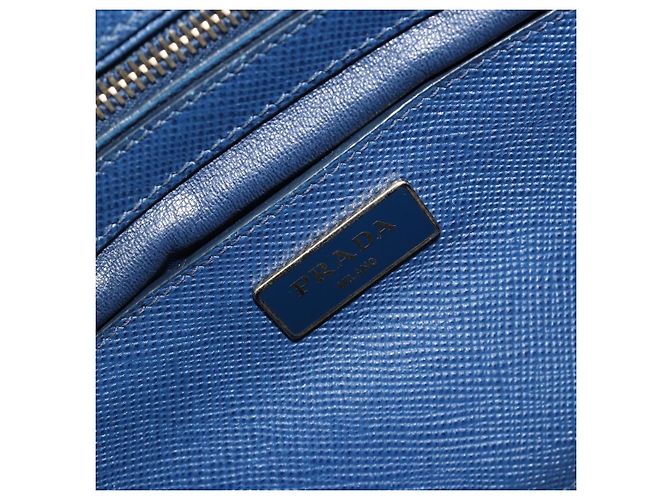 PRADA Handtasche Leder Blau Goldfarben - Ansicht 19