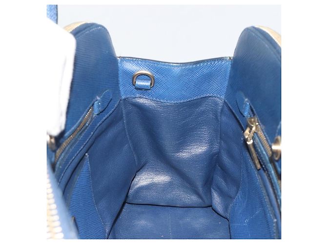 PRADA Handtasche Leder Blau Goldfarben - Ansicht 20