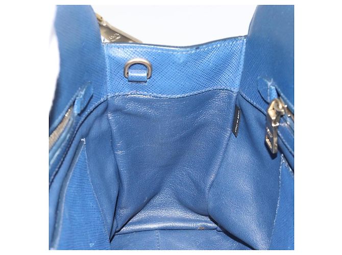 PRADA Handtasche Leder Blau Goldfarben - Ansicht 21